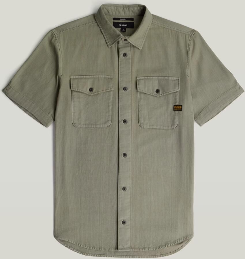 G-Star RAW slim fit denim overhemd Marine donkergroen - Foto 2
