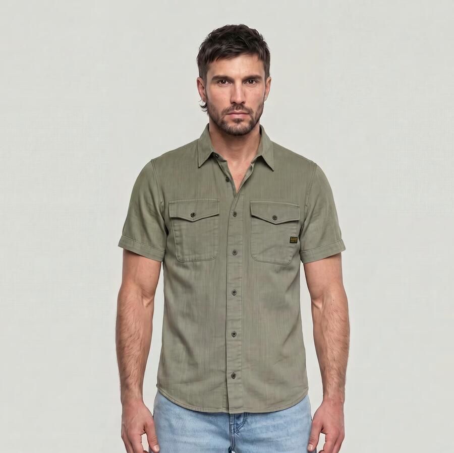 G-Star RAW slim fit denim overhemd Marine donkergroen - Foto 3