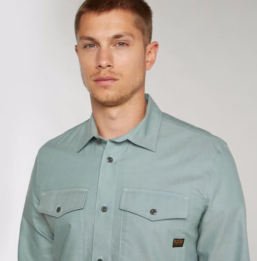 G-STAR slim fit denim overhemd Marine grijsblauw - Foto 7