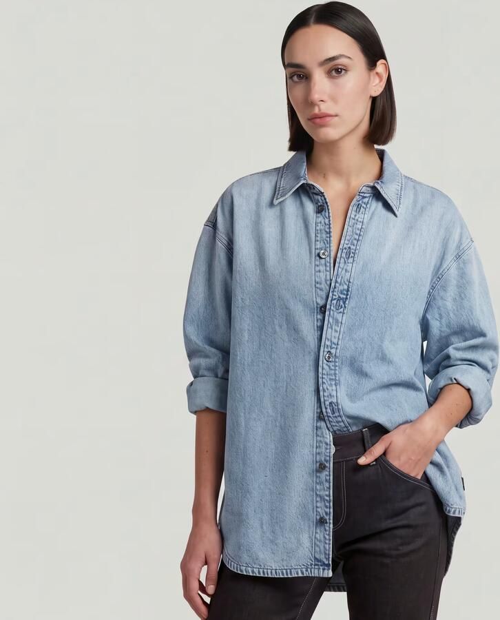 G-Star RAW Maxi Overshirt Lichtblauw Dames - Foto 4