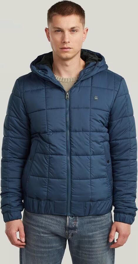 G-Star RAW Meefic Quilted Hooded Jack Midden blauw Heren
