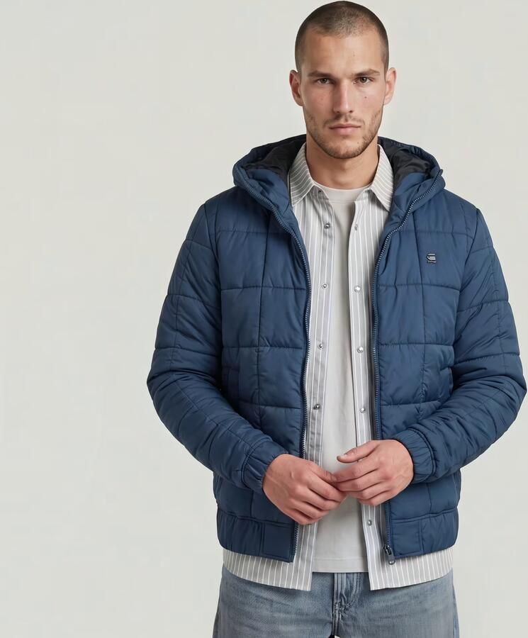 G-Star RAW Meefic Quilted Hooded Jack Midden blauw Heren - Foto 3