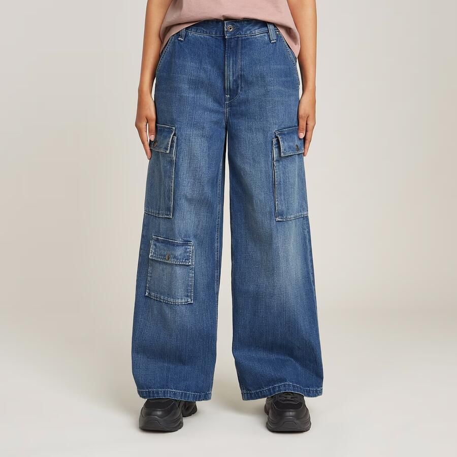G-Star RAW Mega Cargo Broek Denim Donkerblauw Dames