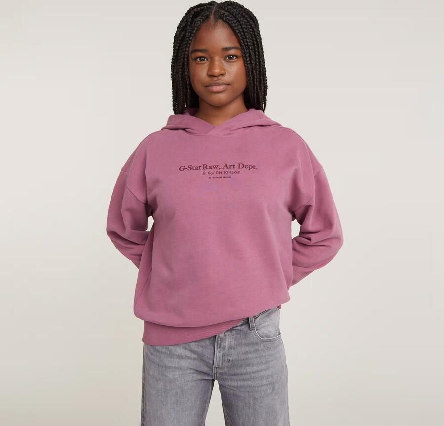 G-Star Raw hoodie hdd sweater b met tekst oudroze Meisjes Katoen Capuchon 164 - Foto 7