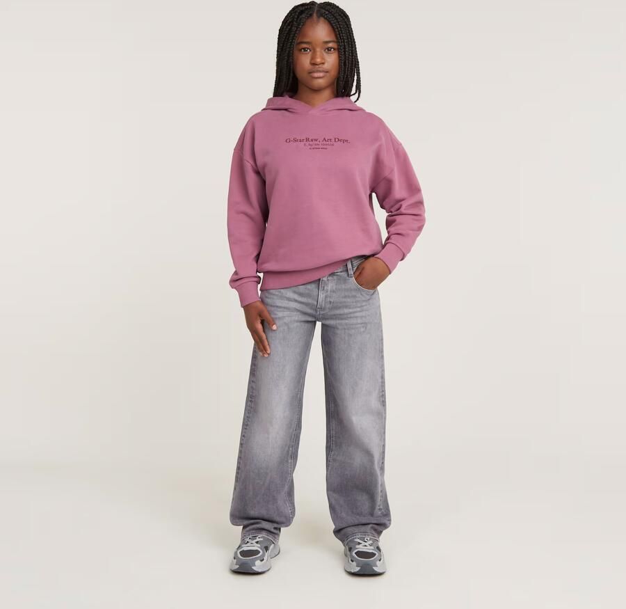 G-Star Raw hoodie hdd sweater b met tekst oudroze Meisjes Katoen Capuchon 164 - Foto 5