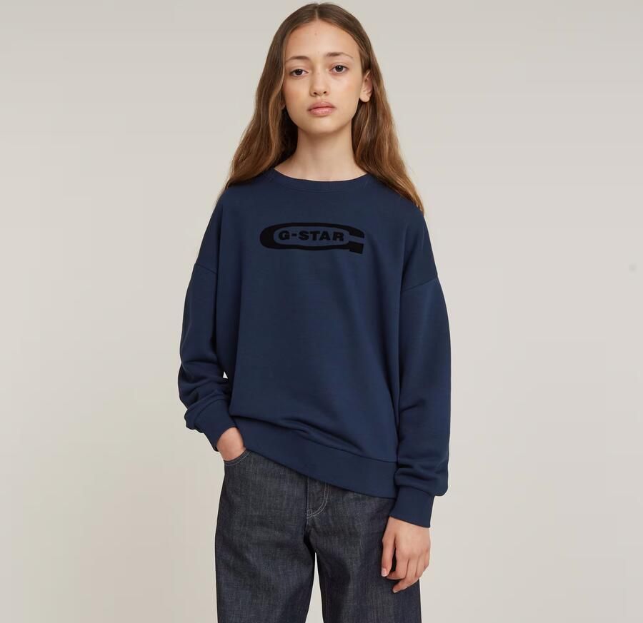 G-Star Raw sweater ub donkerblauw zwart Meisjes Katoen Ronde hals 128