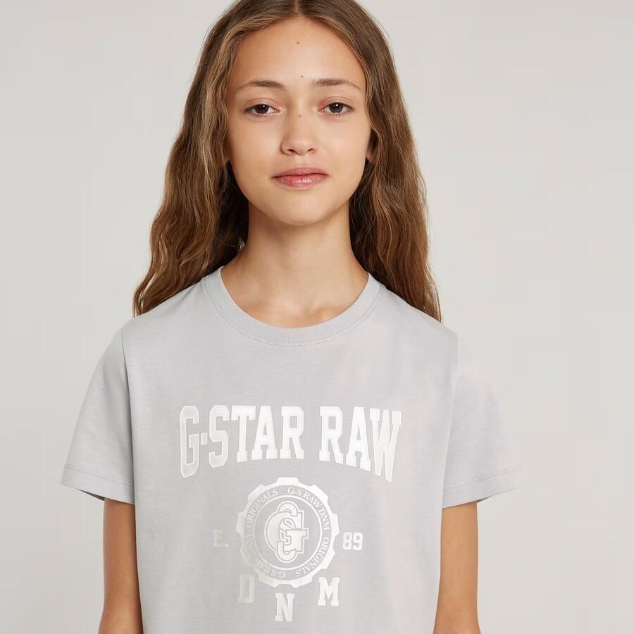 G-Star Raw T-shirt t-shirt s\s regular lichtgrijs Jongens Katoen Ronde hals 140 - Foto 2