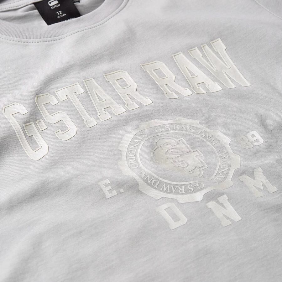 G-Star Raw T-shirt t-shirt s\s regular lichtgrijs Jongens Katoen Ronde hals 140 - Foto 4