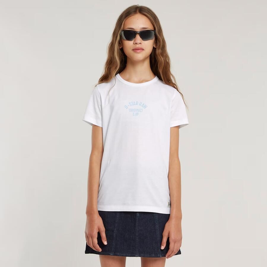 G-Star Raw T-shirt t-shirt s\s slim wit Meisjes Katoen Ronde hals Effen 140 - Foto 8