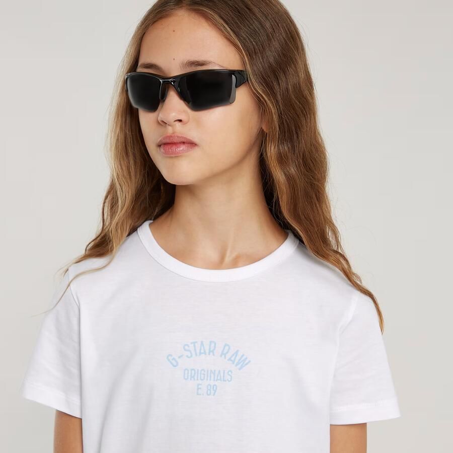 G-Star Raw T-shirt t-shirt s\s slim wit Meisjes Katoen Ronde hals Effen 140 - Foto 3