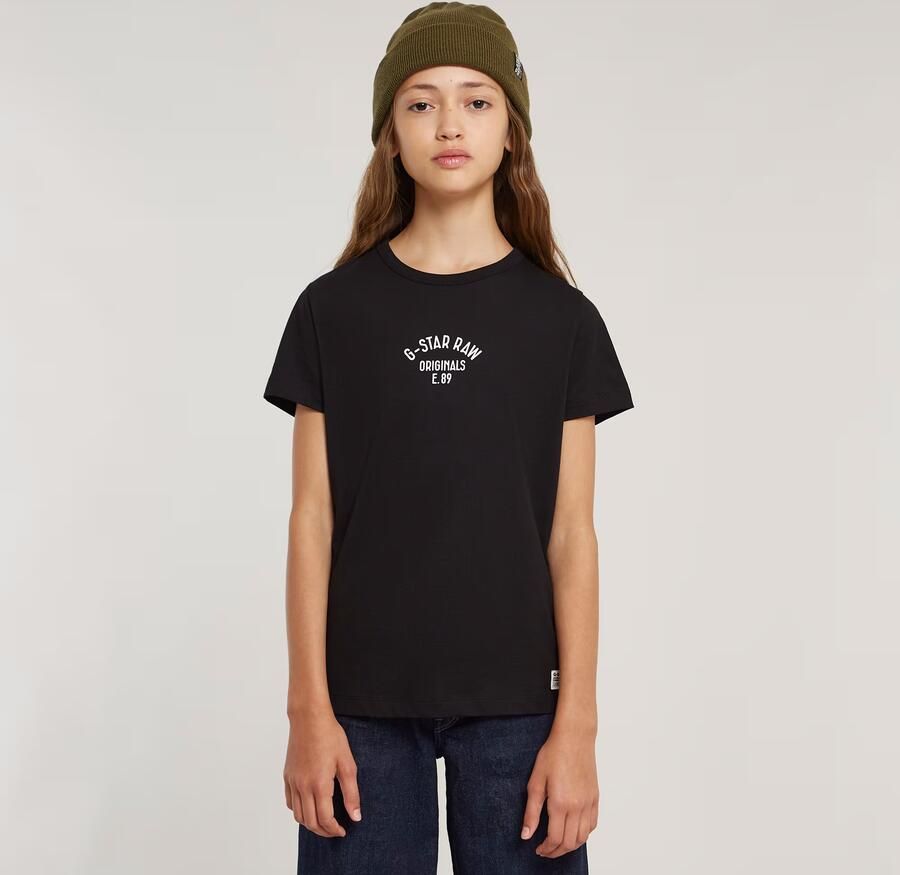 G-Star Raw T-shirt t-shirt s\s slim met printopdruk zwart Meisjes Katoen Ronde hals 152 - Foto 7