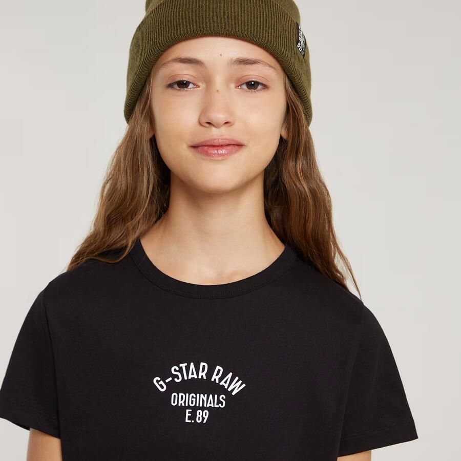 G-Star Raw T-shirt t-shirt s\s slim met printopdruk zwart Meisjes Katoen Ronde hals 152 - Foto 3