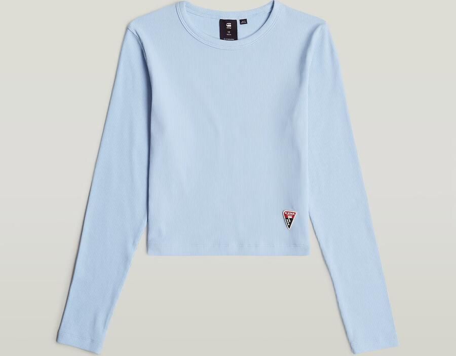 G-Star Raw T-shirt t-shirt l\s slim crop lichtblauw Ecru Meisjes Stretchkatoen Ronde hals 140 - Foto 7