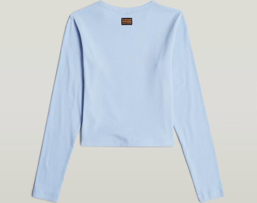G-Star Raw T-shirt t-shirt l\s slim crop lichtblauw Ecru Meisjes Stretchkatoen Ronde hals 140 - Foto 6