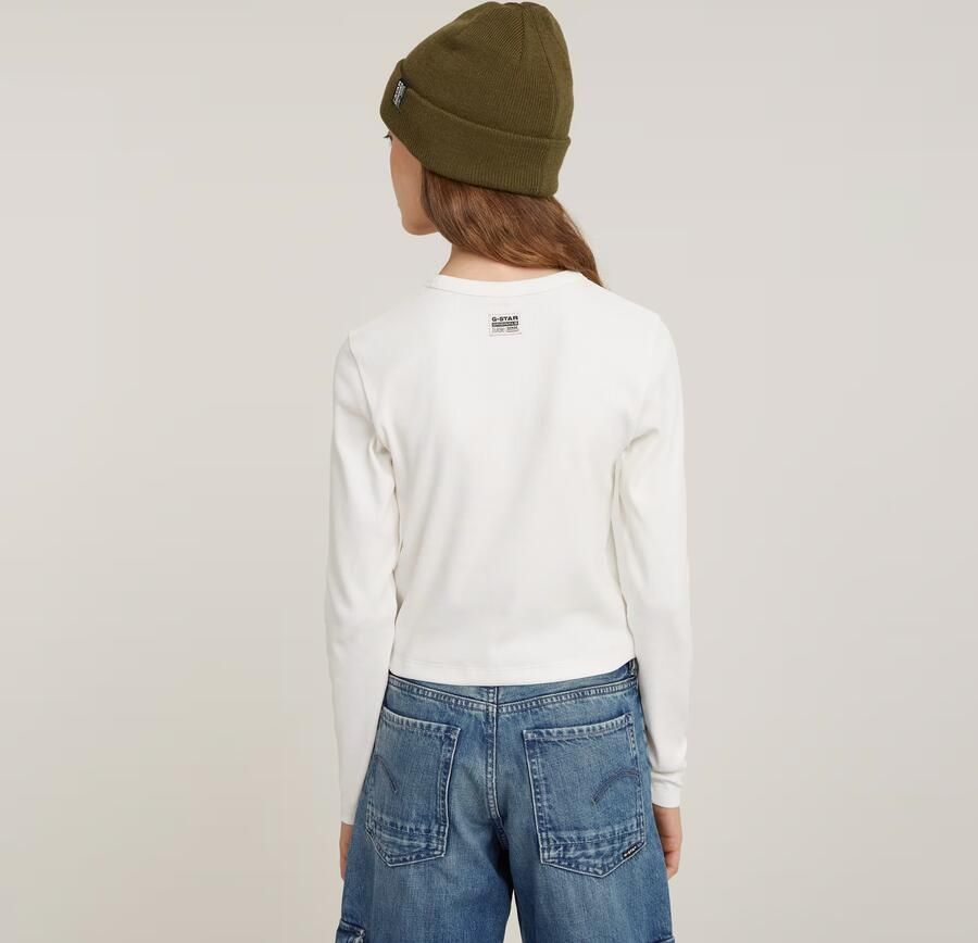 G-Star Raw T-shirt t-shirt l\s slim crop ecru Meisjes Stretchkatoen Ronde hals 116 - Foto 5
