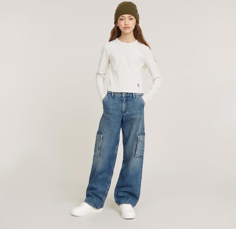 G-Star Raw T-shirt t-shirt l\s slim crop ecru Meisjes Stretchkatoen Ronde hals 116 - Foto 4