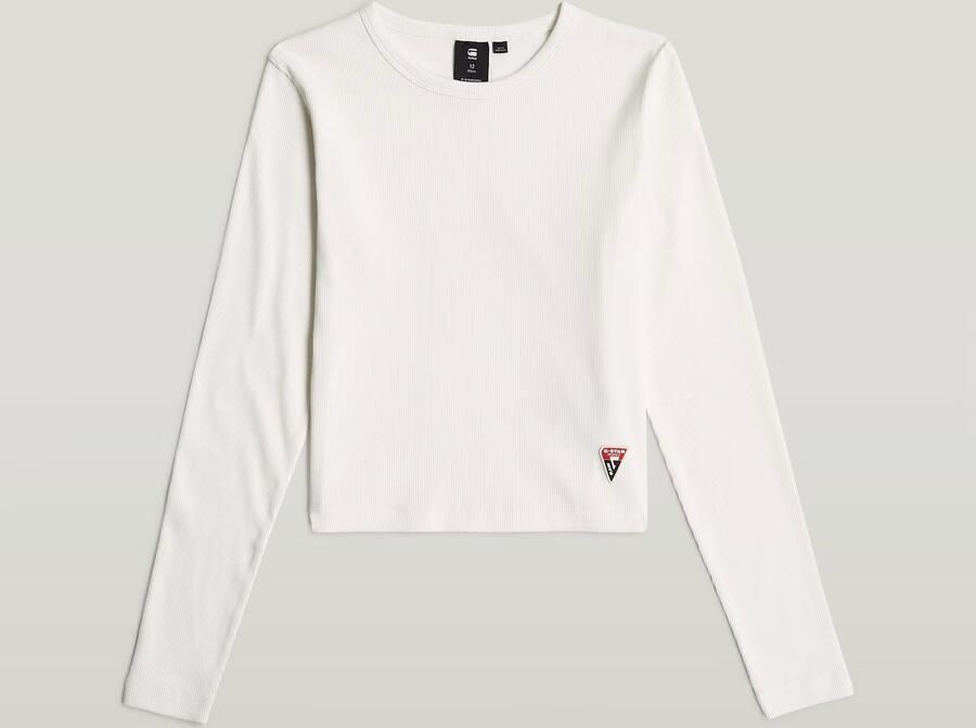 G-Star Raw T-shirt t-shirt l\s slim crop ecru Meisjes Stretchkatoen Ronde hals 116 - Foto 7