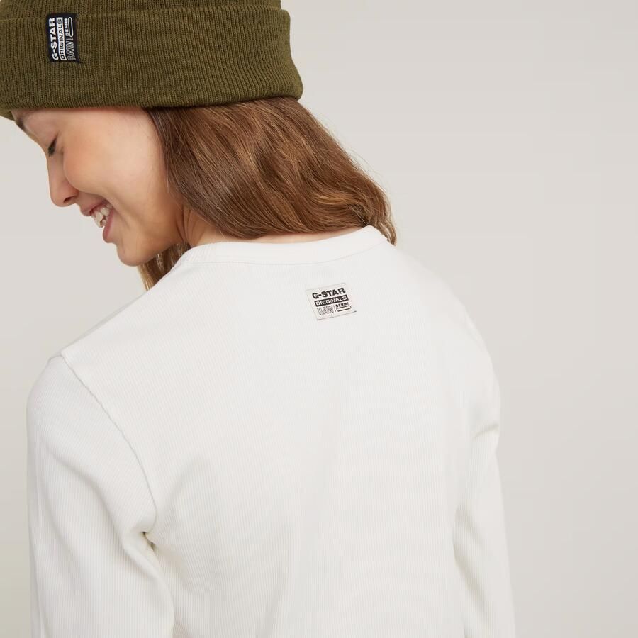 G-Star Raw T-shirt t-shirt l\s slim crop ecru Meisjes Stretchkatoen Ronde hals 116