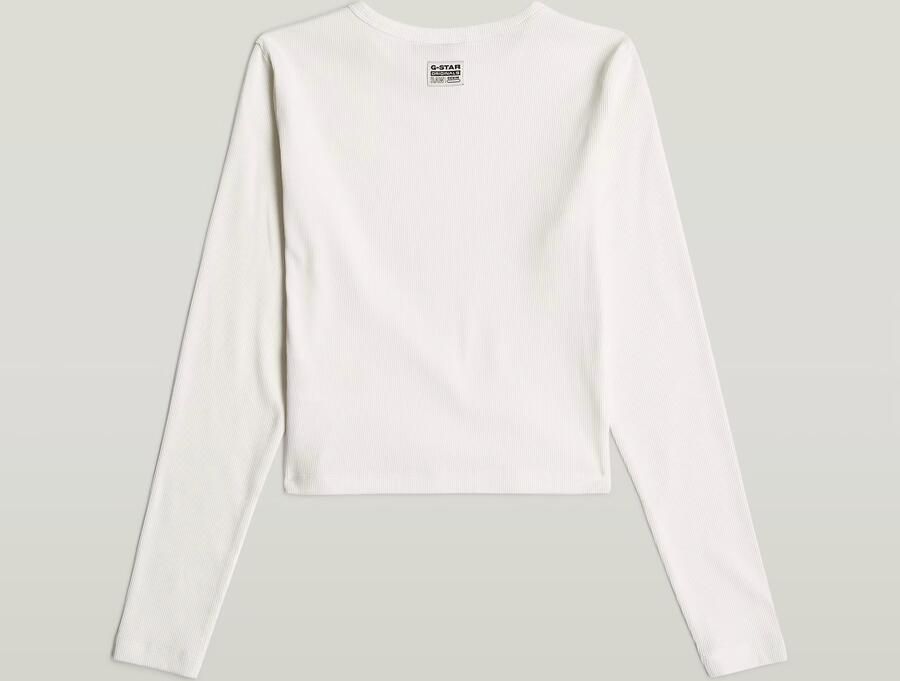 G-Star Raw T-shirt t-shirt l\s slim crop ecru Meisjes Stretchkatoen Ronde hals 116 - Foto 6