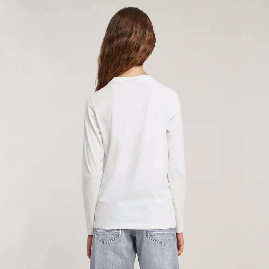 G-Star Raw longsleeve t-shirt wit blauw Meisjes Katoen Ronde hals Effen 128 - Foto 2