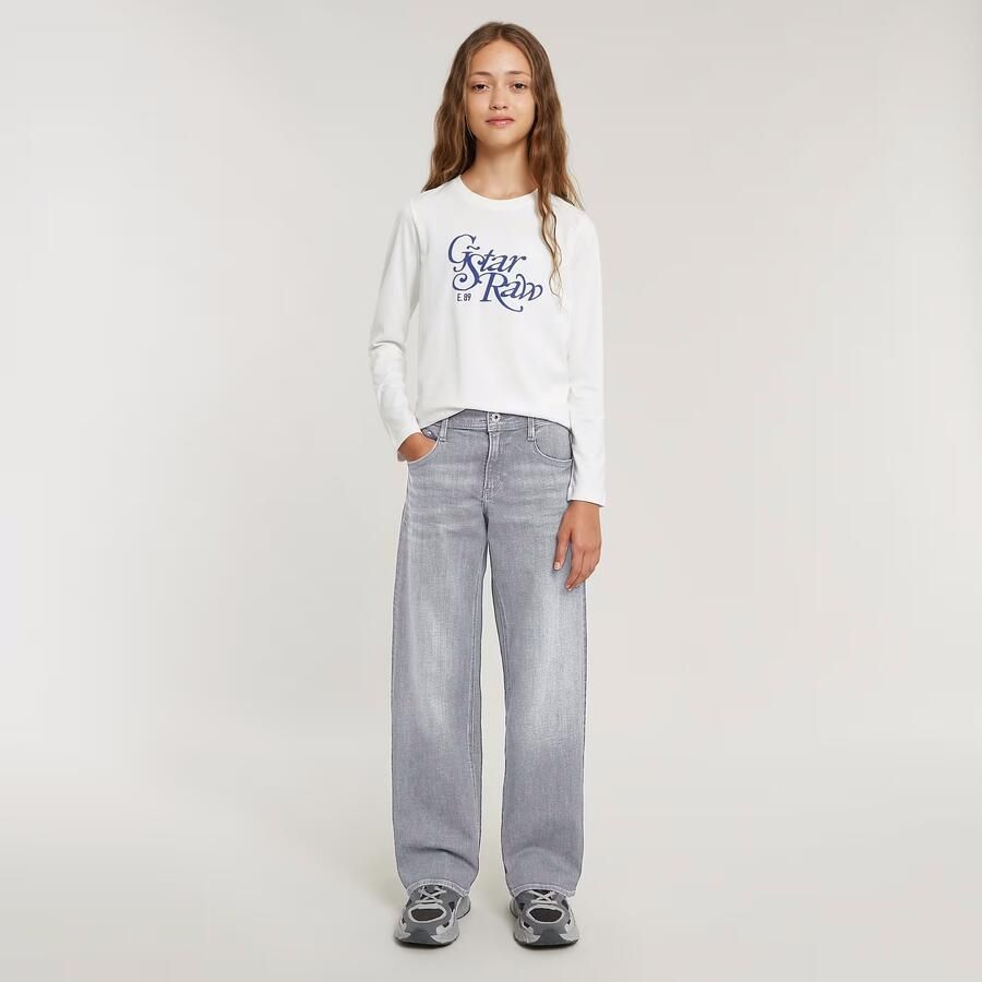 G-Star Raw longsleeve t-shirt wit blauw Meisjes Katoen Ronde hals Effen 128 - Foto 3