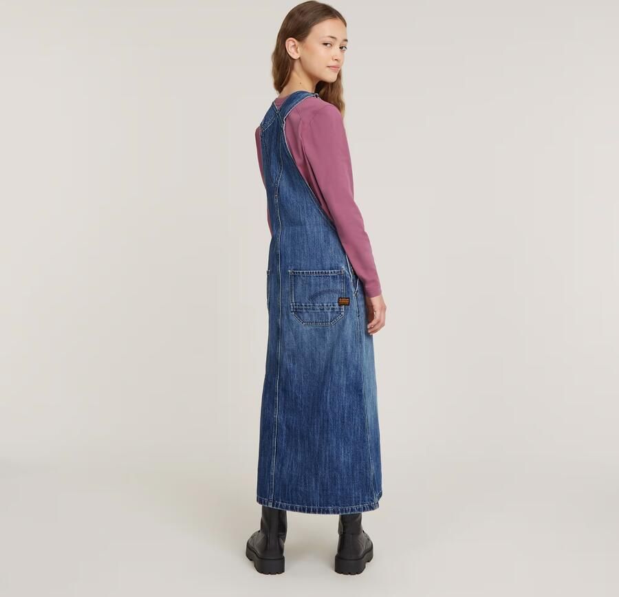 G-Star Raw overgooier Dungaree dress long faded cliffside blue Jurk Meisjes Denim Vierkante hals 140 - Foto 5