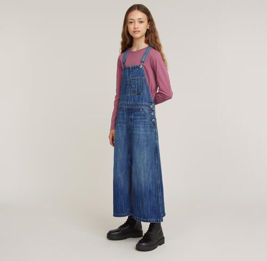 G-Star Raw overgooier Dungaree dress long faded cliffside blue Jurk Meisjes Denim Vierkante hals 140 - Foto 4
