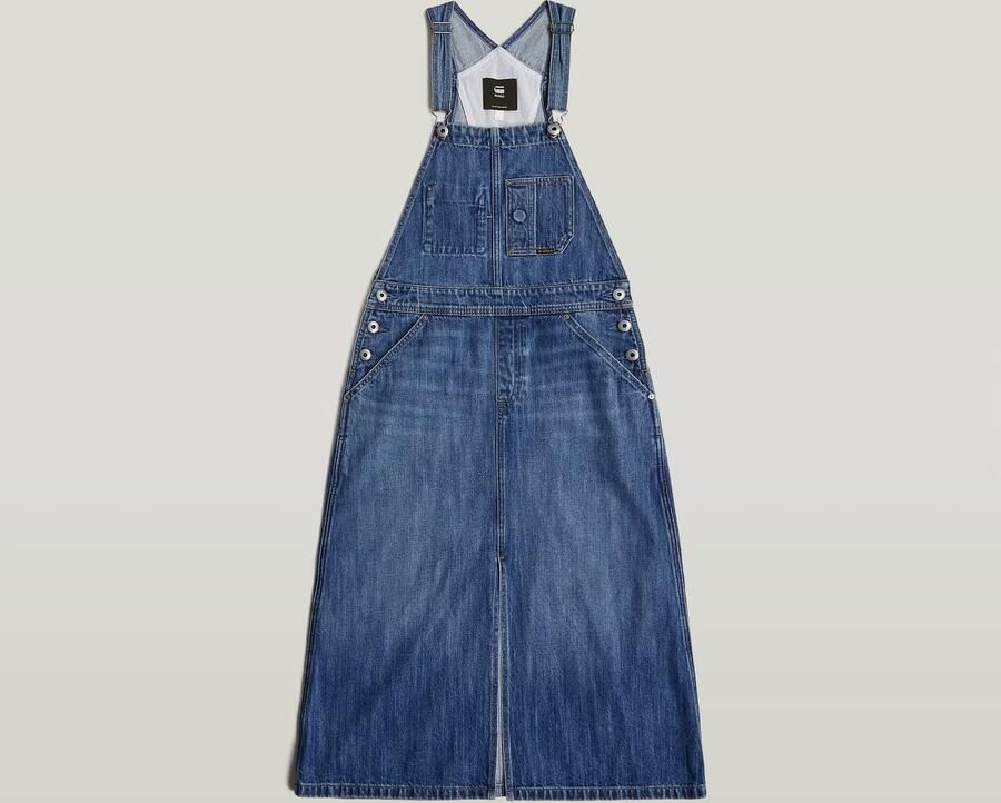 G-Star Raw overgooier Dungaree dress long faded cliffside blue Jurk Meisjes Denim Vierkante hals 140 - Foto 6