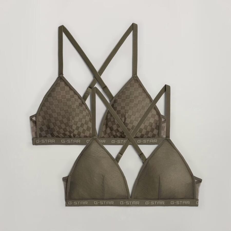 G-Star RAW Mesh Triangle Bralette Set van 2 Beige Dames