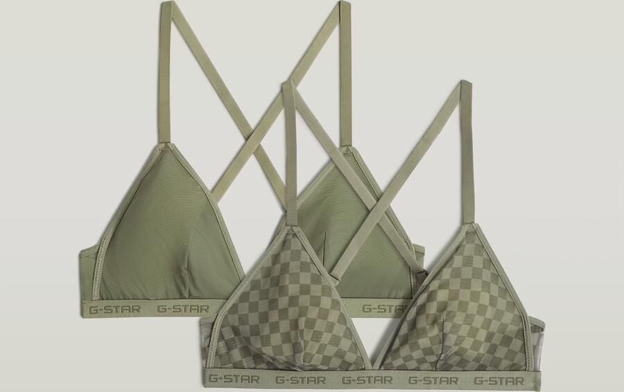G-Star RAW Mesh Triangle Bralette Set van 2 Groen Dames