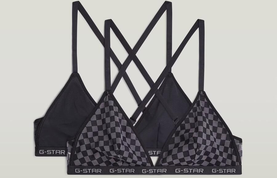 G-Star RAW Mesh Triangle Bralette Set van 2 Zwart Dames