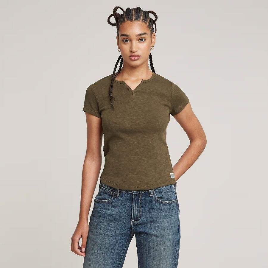G-Star RAW Micro Placket Slim Top Groen Dames - Foto 7