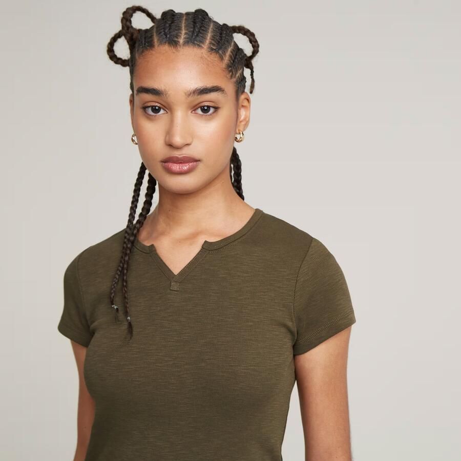 G-Star RAW Micro Placket Slim Top Groen Dames - Foto 2