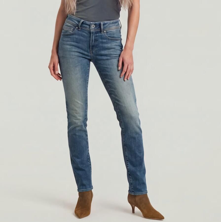 G-Star RAW Midge Slim Straight Jeans Donkerblauw Dames - Foto 3