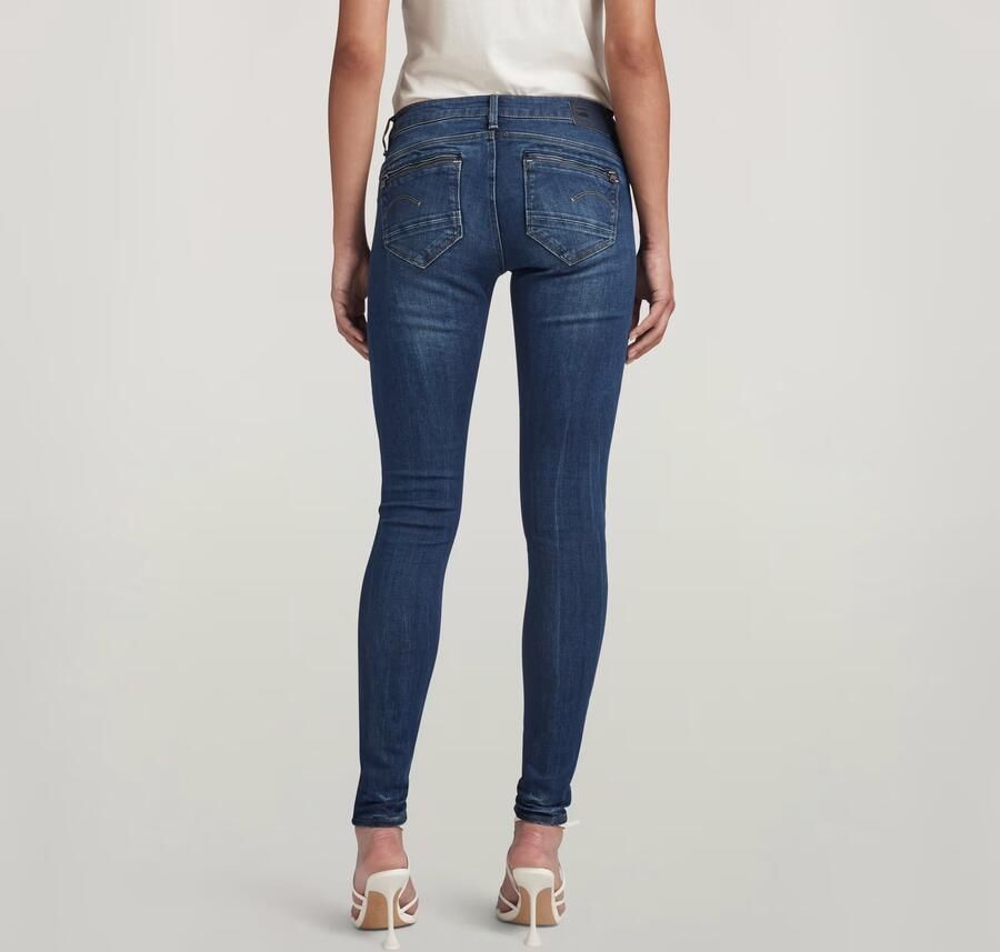 G-Star RAW Midge Zip Mid-Waist Skinny Jeans Donkerblauw Dames - Foto 7