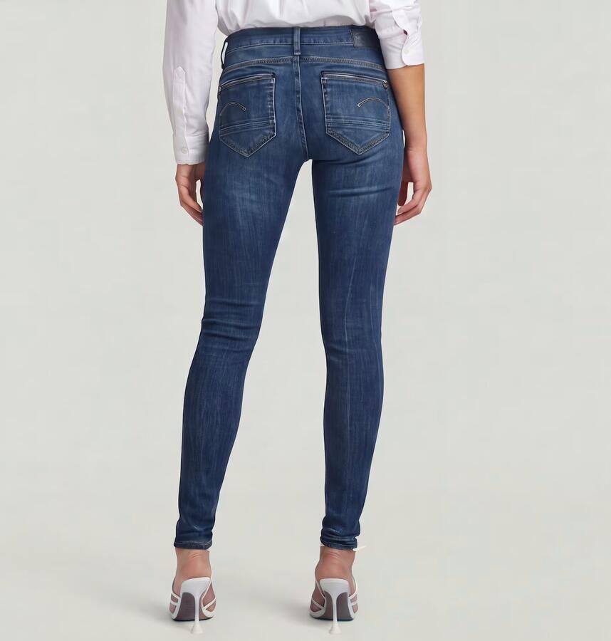 G-Star RAW Midge Zip Mid-Waist Skinny Jeans Donkerblauw Dames - Foto 9