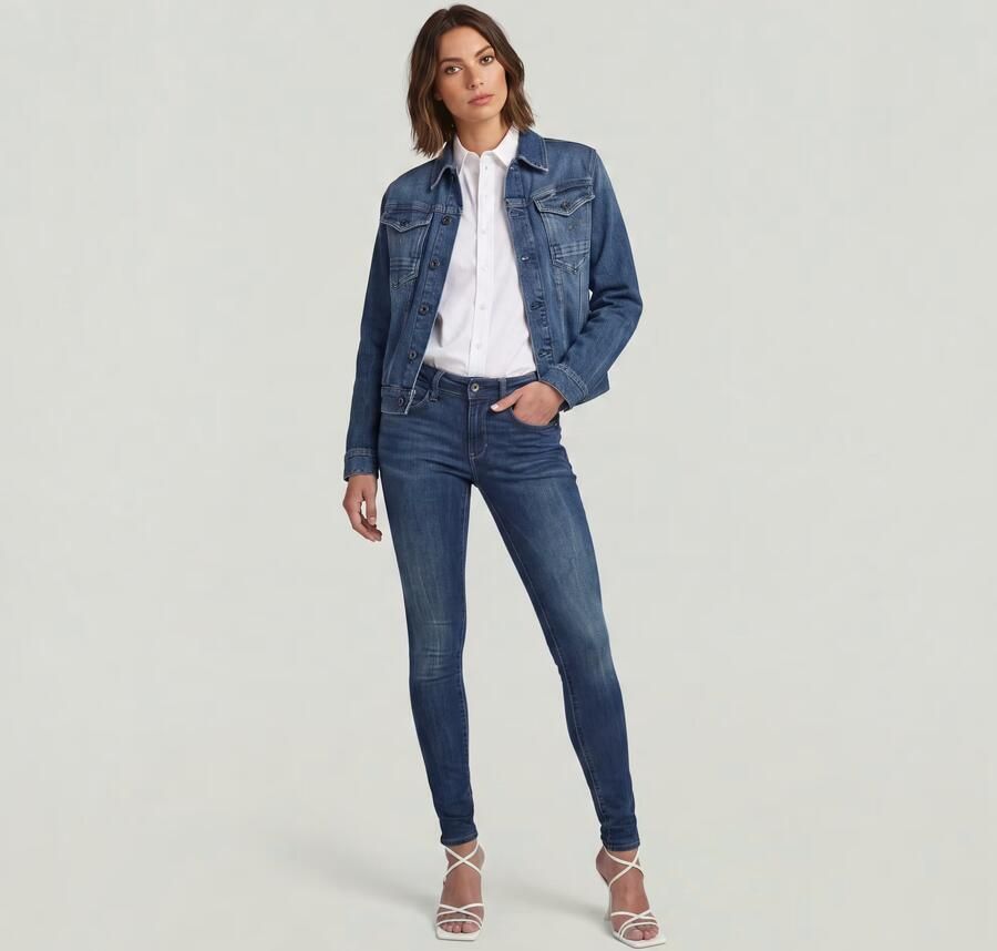 G-Star RAW Midge Zip Mid-Waist Skinny Jeans Donkerblauw Dames - Foto 8
