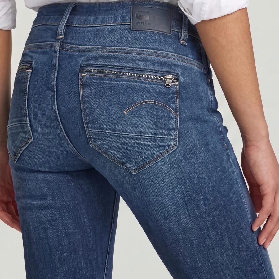 G-Star RAW Midge Zip Mid-Waist Skinny Jeans Donkerblauw Dames - Foto 4