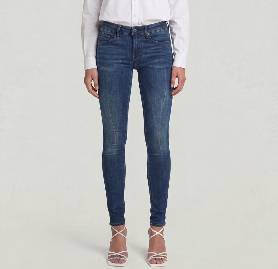 G-Star RAW Midge Zip Mid-Waist Skinny Jeans Donkerblauw Dames - Foto 4