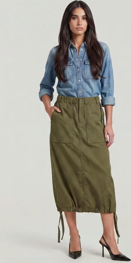 G-Star RAW Midi Parachute Rok Groen Dames - Foto 6