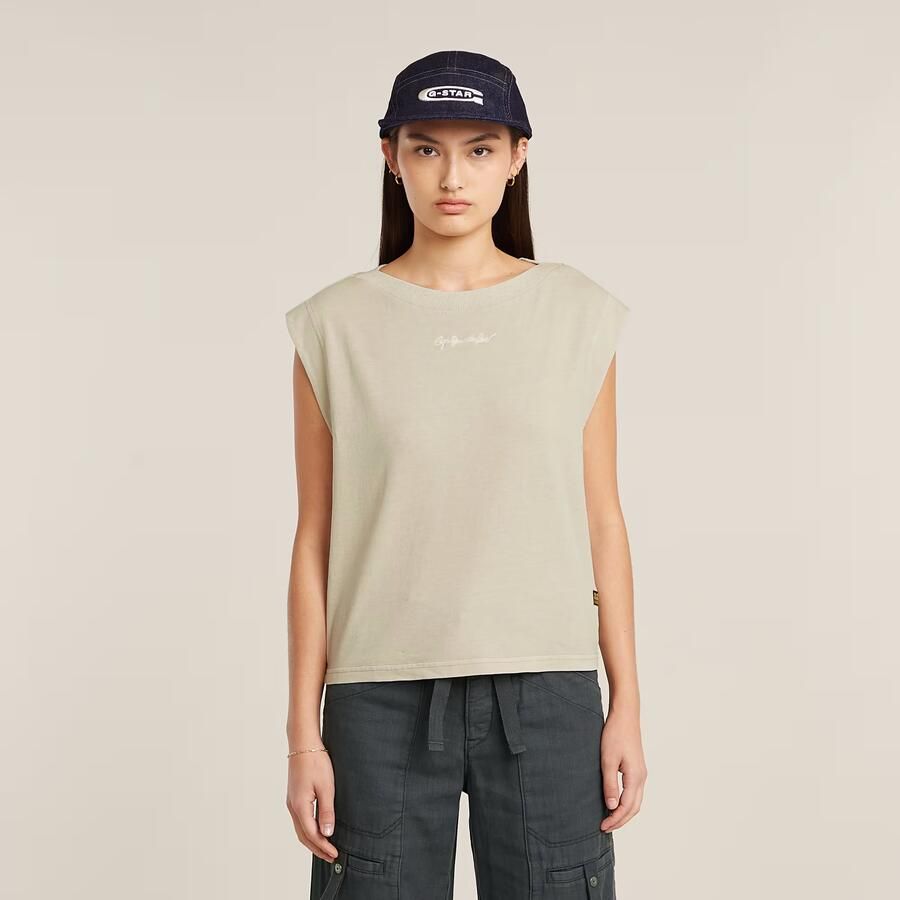 G-Star RAW Mini G-Script Logo Overdyed Top Beige Dames - Foto 7