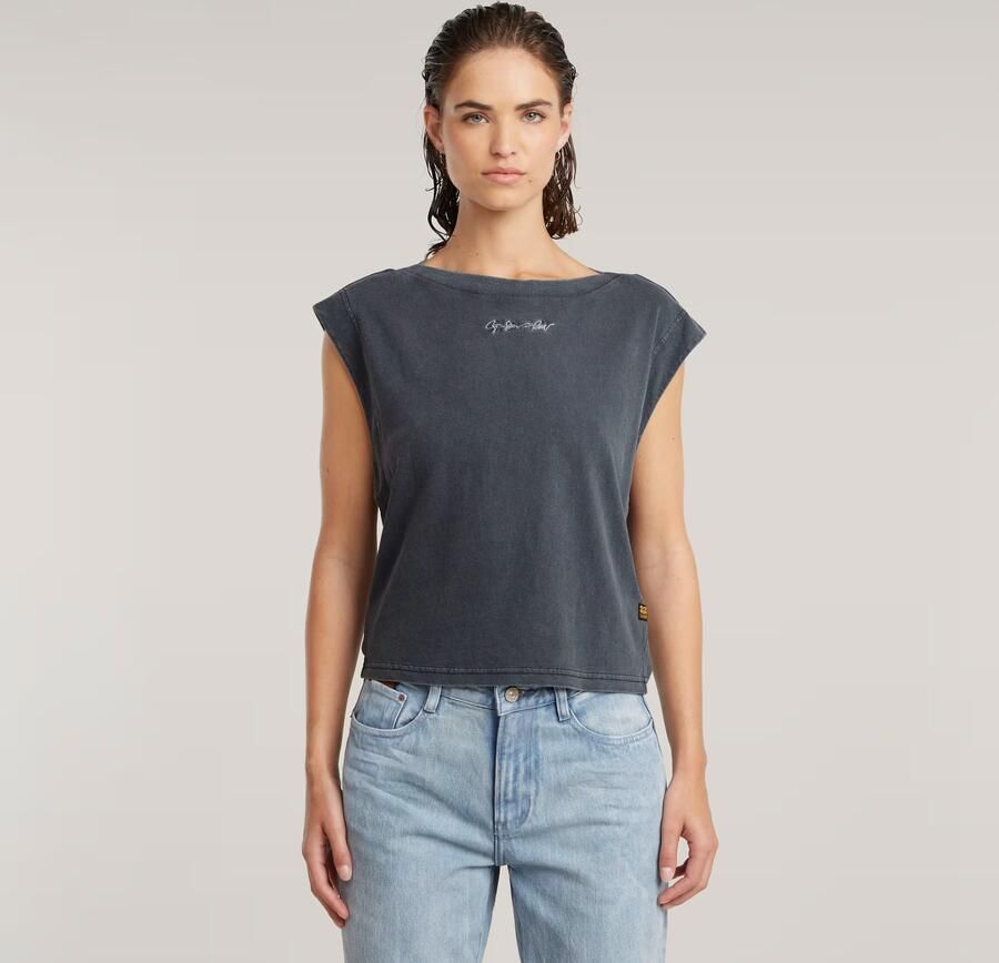 G-Star RAW Mini G-Script Logo Overdyed Top Grijs Dames - Foto 10