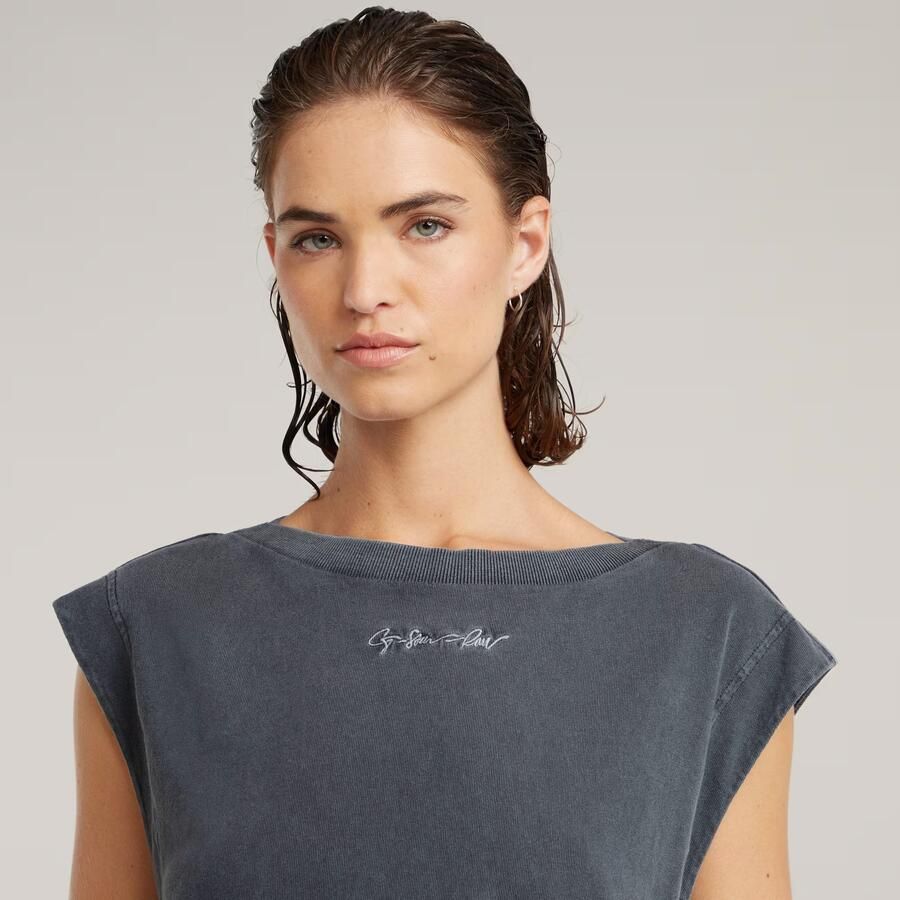 G-Star RAW Mini G-Script Logo Overdyed Top Grijs Dames - Foto 4