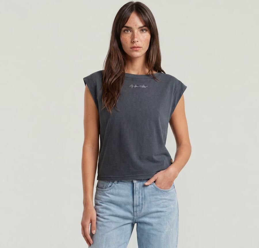 G-Star RAW Mini G-Script Logo Overdyed Top Grijs Dames - Foto 9