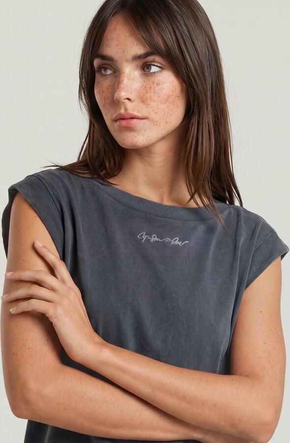 G-Star RAW Mini G-Script Logo Overdyed Top Grijs Dames - Foto 12