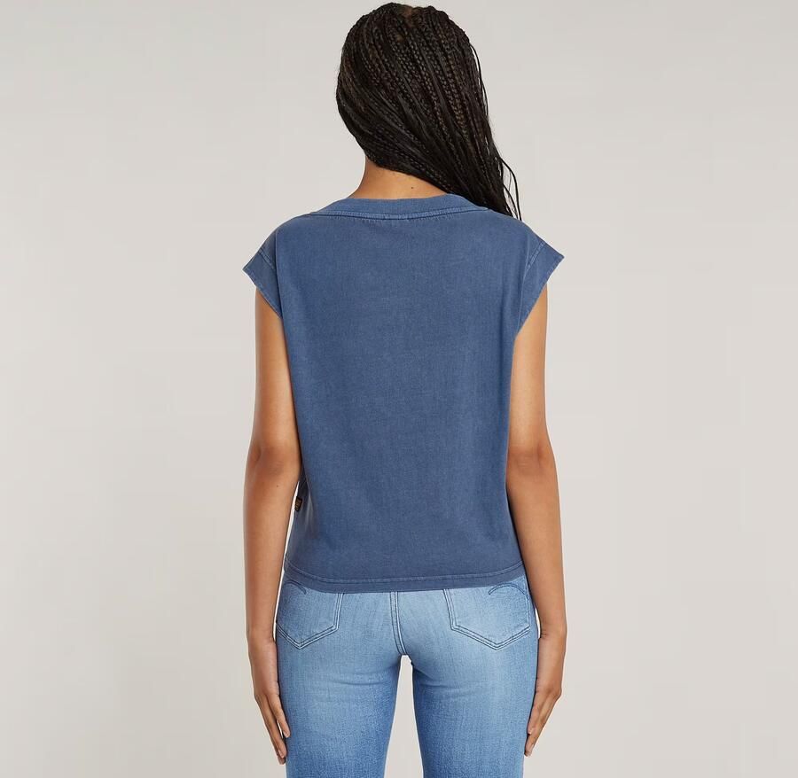 G-Star RAW Mini G-Script Logo Overdyed Top Midden blauw Dames - Foto 2