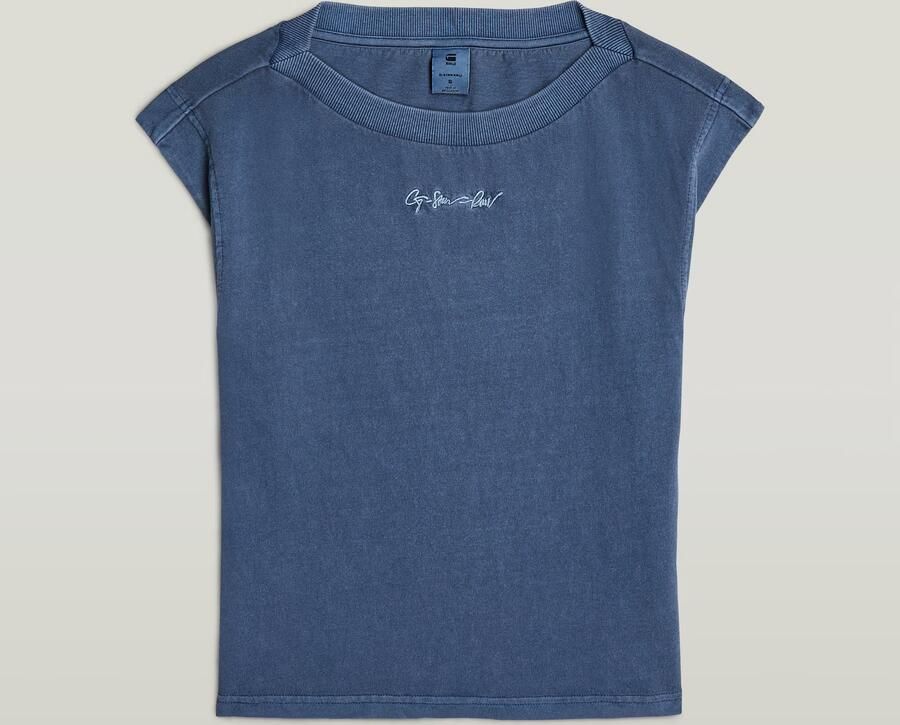 G-Star RAW Mini G-Script Logo Overdyed Top Midden blauw Dames - Foto 5
