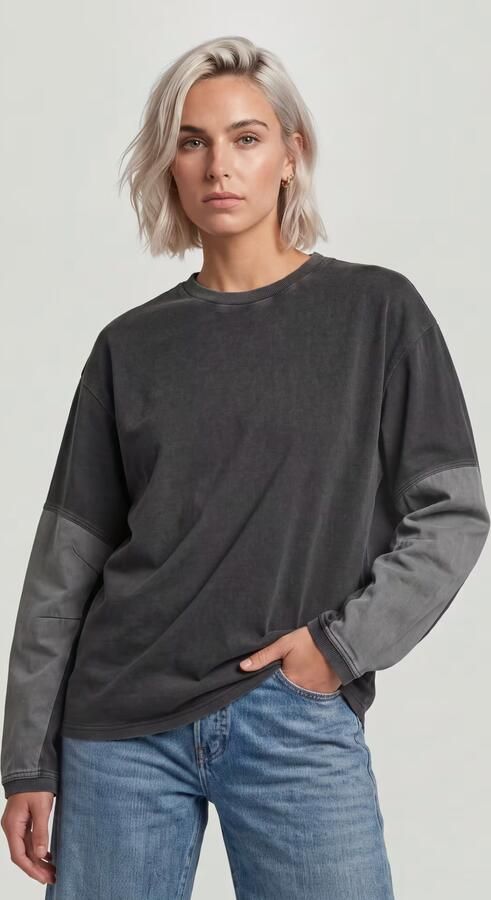 G-Star RAW Mixed Media Loose T-Shirt Zwart Dames