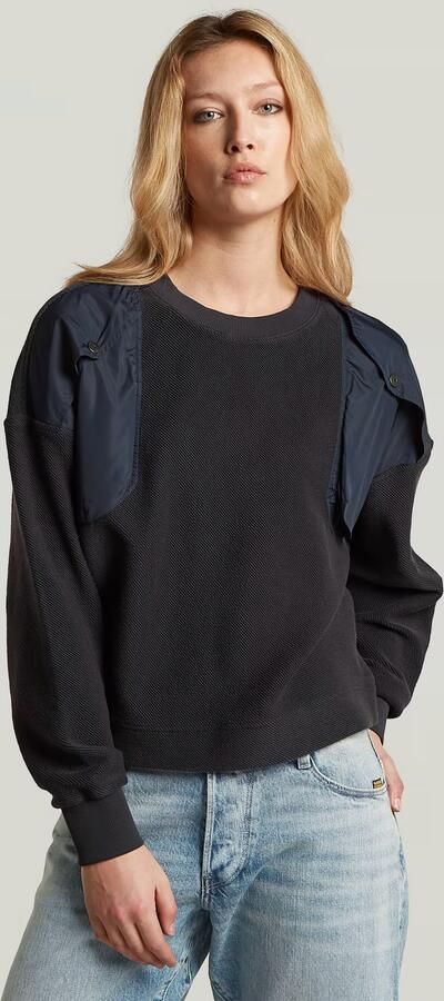 G-Star RAW Mixed Media Sweater Midden blauw Dames
