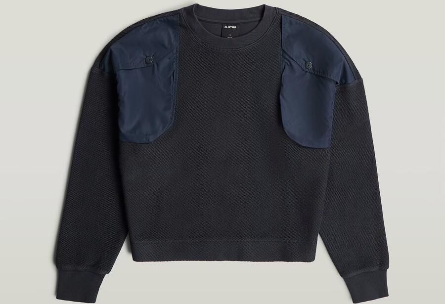 G-Star RAW Mixed Media Sweater Midden blauw Dames - Foto 4